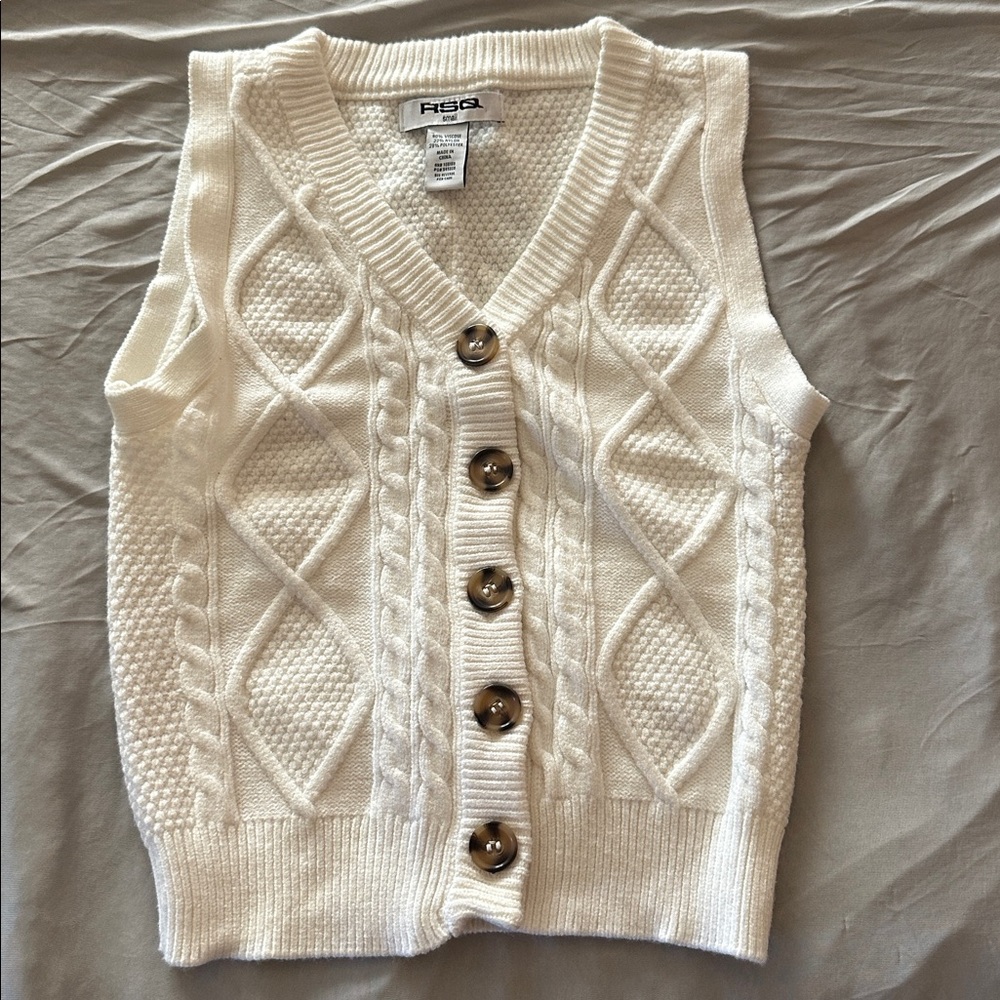 RSQ Cream Knit Girls Vest